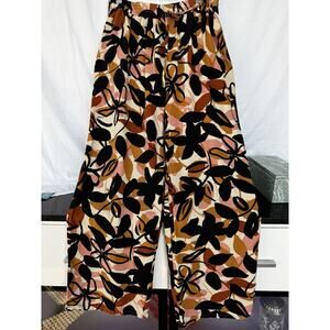 Tullea‎ Linen Rayon Blend Women's Pants Floral Boho resort Sz M